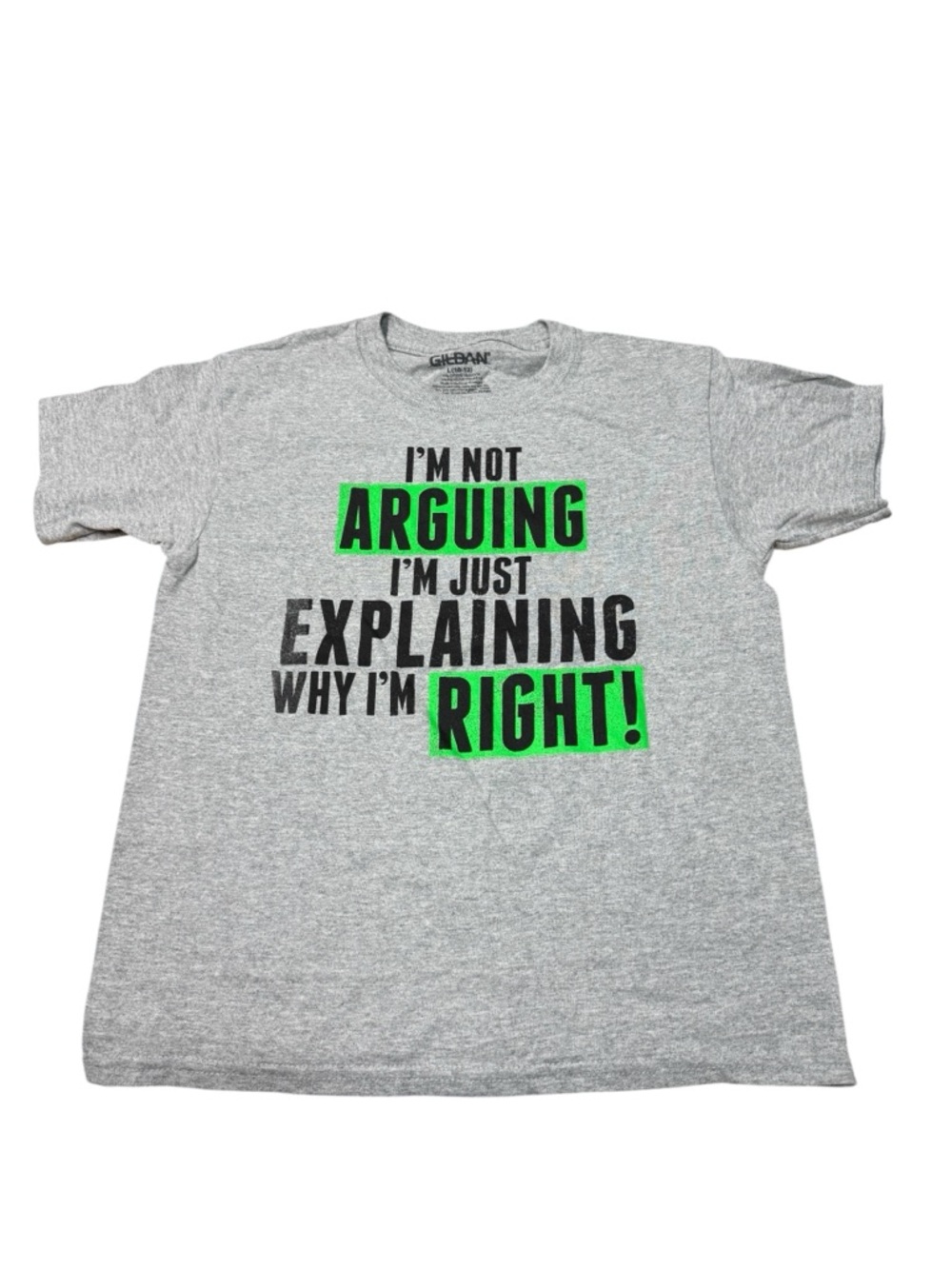 Gildan Heather Gray Kids Tee with Neon Green & Black Graphic